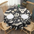 thumbnail image 3 of Spooky Halloween Icons Pattern Round Tablecloth 60"x60",Wrinkle Wipeable Table Cloth for Kitchen Dining Room Picnic Patio Party, 3 of 6