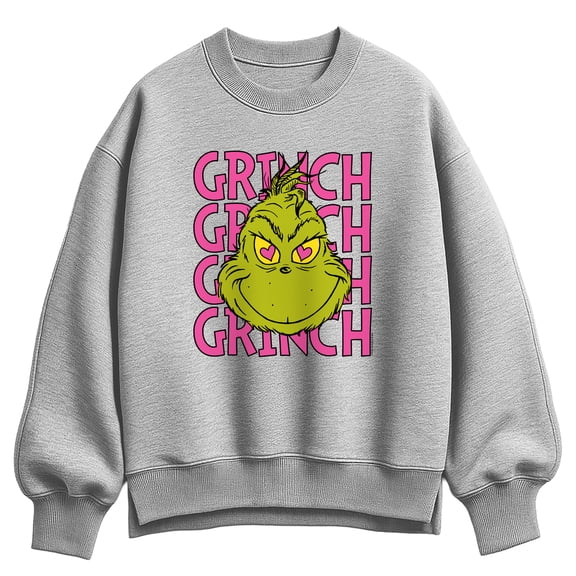 The Grinch - Name Stacked - Women's Oversized Fleece Crew Sweatshirt