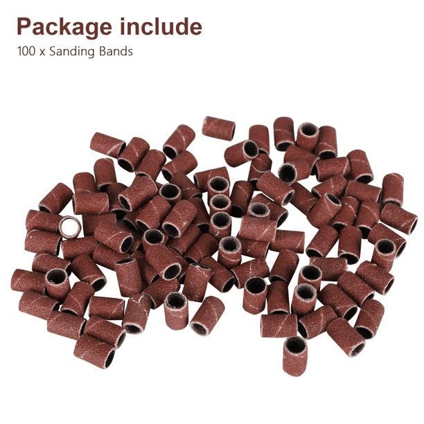 CHENTAOMAYAN Hardware 150Pcs/set Drill 80 120 180/50 Sanding Bands Machine Replacement Bits Pedicure Aluminium Oxide for Metal and Nonmetal Mater Tool Kits 