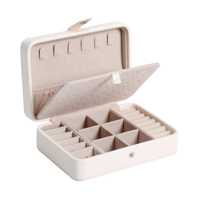 Qarigey Jewelry Box Leather Double Layer Travel Case Storage Organizer Ropa, zapatos y accesorios Miscelánea Blanco