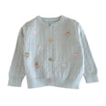 thumbnail image 5 of Acaics Girls Cable Knit Cardigan, Long Sleeve Crew Neck Button Down Cute Embroidery Sweater with Pockets for Fall Winter, 5 of 8