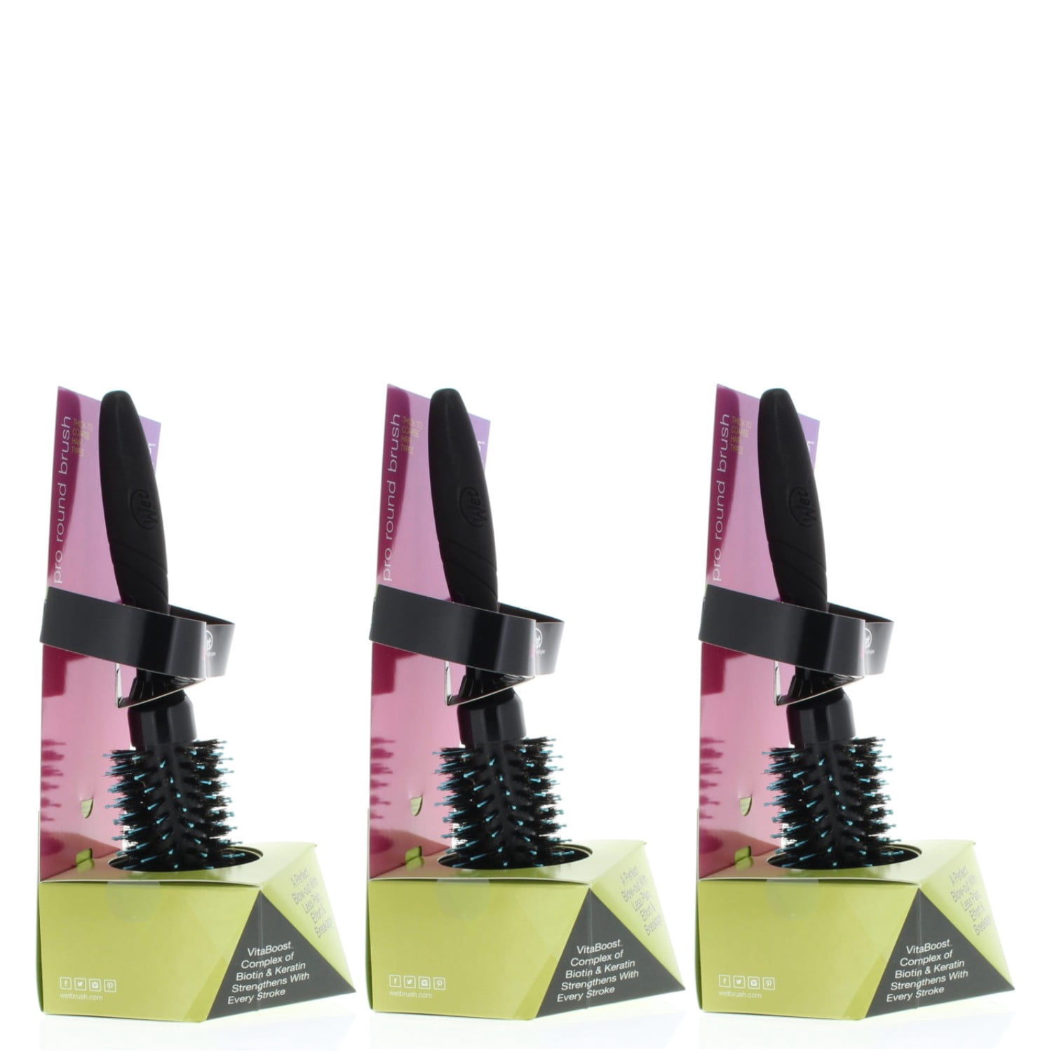 Wet Brush Pro Smooth & Shine 2.5 inch Medium Barrel Round Brush Thick/Course Model# BWP834SSTC2.5R (3 Pack)