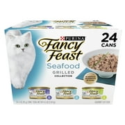 Purina Fancy Feast Wet Cat Food, Seafood Grilled Collection Variety Pack, 3 oz Cans (24 Pack)