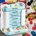 thumbnail image 2 of 7-Day Medication Organizer - for Effortless Health Management, Stackable Weekly Pill Organizer with 7Compartments, Travel-Friendly(Blue), 2 of 8