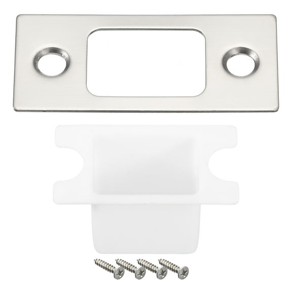 Uxcell 57x25.5mm 201 Stainless Steel Door Latch Deadbolt Strike Plate with Box, Silver