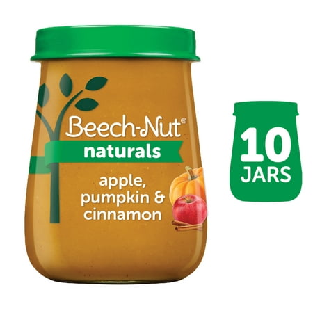 Beech-Nut Naturals Non-GMO Stage 2 Baby Food, Apple Pumpkin & Cinnamon, 4 oz Jar, 10 Pack