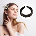 thumbnail image 7 of Unique Bargains 1 Pc Braided Faux Pearl flannelette Headband Headwear Hairband for Women 1.2 Inch Wide Deep Brown, 7 of 7