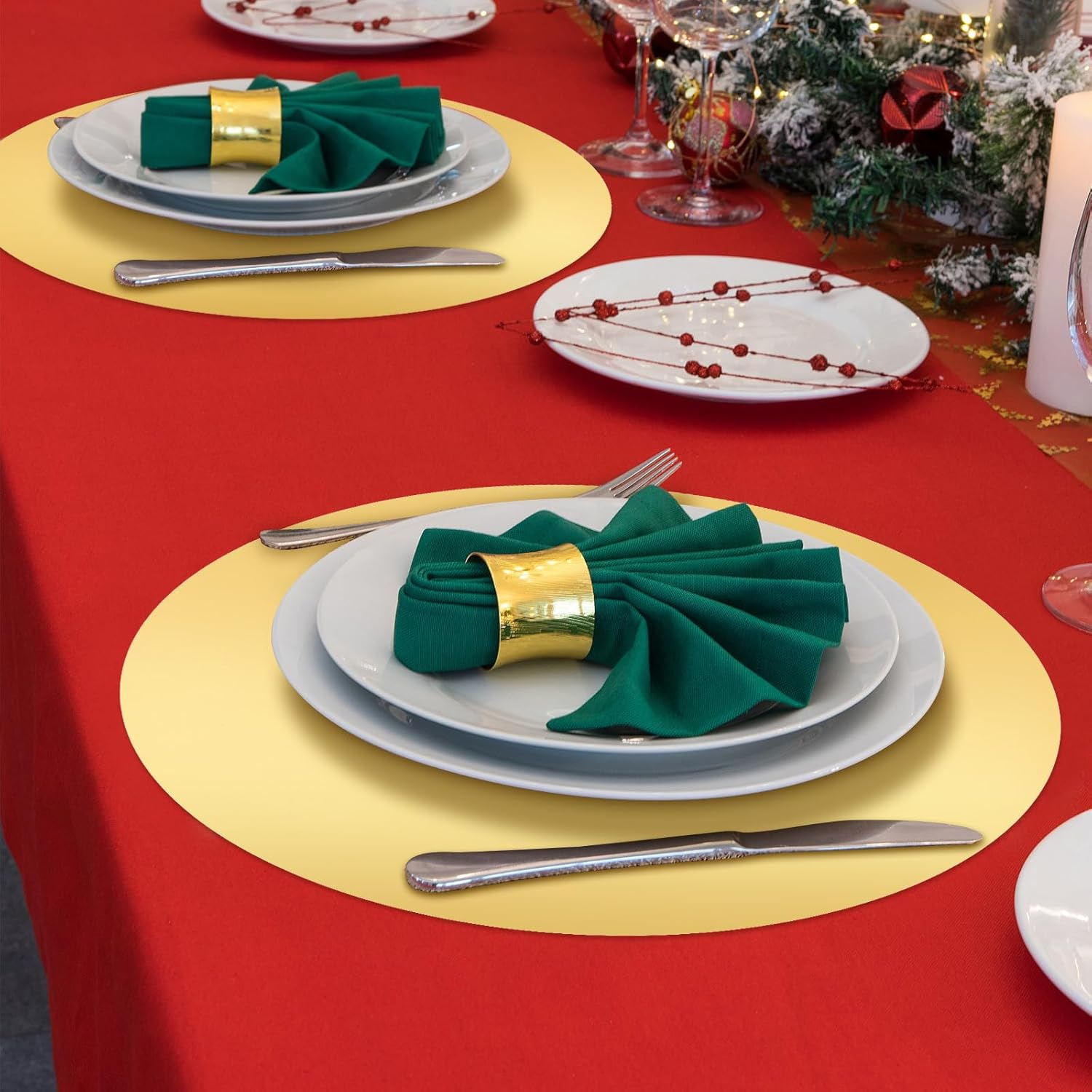 50 Pcs Round Gold Placemats,13.3" Mirror Foil Decorative Place - View #7