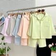 thumbnail image 4 of CAICJ98 Girls Boys Button Down Pajamas Sets Todder Cotton Long Sleeve Warm Fall Winter Sleepwear Pjs Teens Solid Shirts and Pants Boys Girls Outfit Sets,(Sky Blue,9-10 Years), 4 of 4