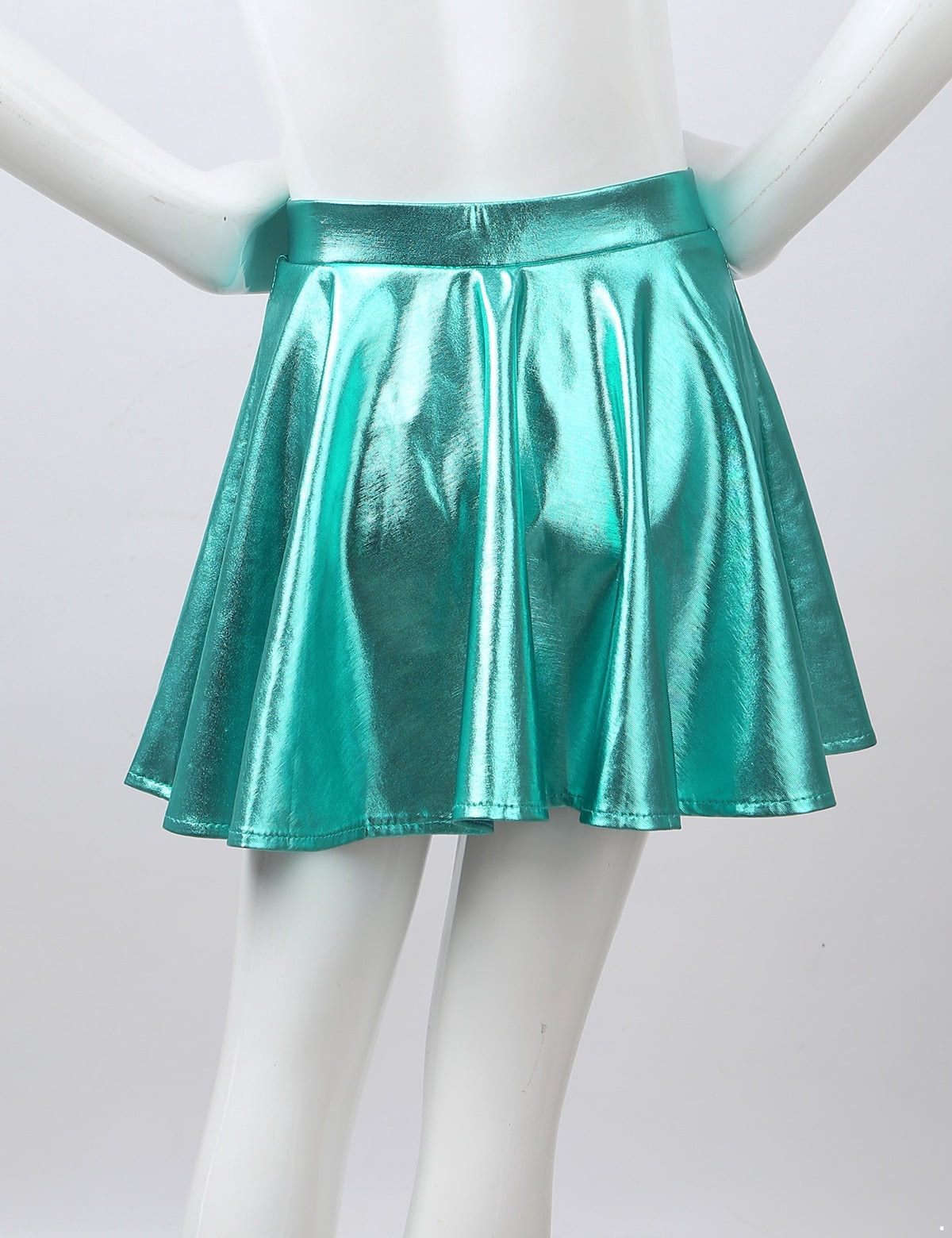 CHICTRY Girls Metallic Flared Dance Skirt Holographic Jazz Hip Hop Dance Costume,Sizes 6-14
