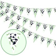 Funmemoir Panda Party Decorations for Girls Boys - 3pcs Panda Party Pennant Banner, Pre-Strung Panda Triangle Flag Banner for Panda Themed Birthday Party Baby Shower Decorations