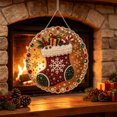 thumbnail image 4 of Leutsin Christmas Pearl Diamond Art Hanging Ornament Kit, Xmas Stocking Acrylic Round Board with Lace Edge DIY Diamond Painting Suncatcher Set, Handmade Holiday Hanging Decor Gift for Window Wall, 4 of 7