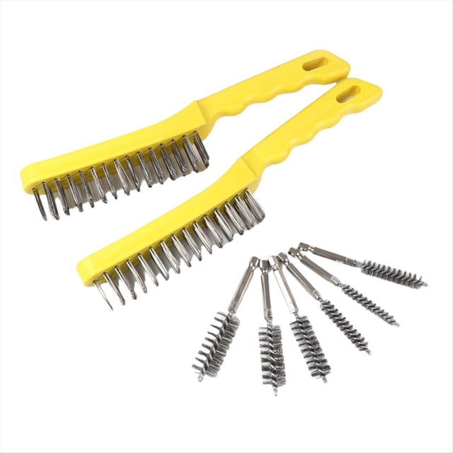 Juego de 8 Cepillos para Raspar Alambre, Acero Inoxidable de 11 Pulgadas con , Herramienta Manual para Doblar Polvo de Soldadura, Cepillo de Acero