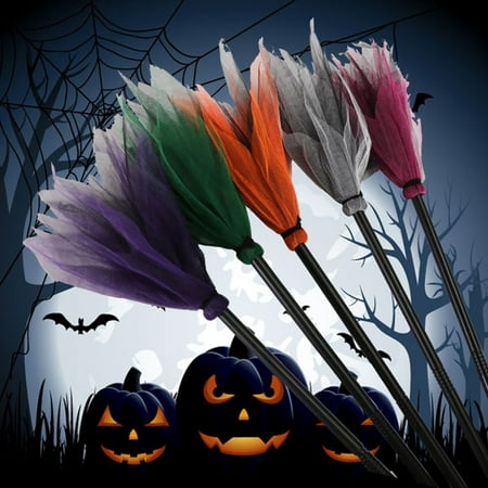 

HLONK Broom Toy Colorful Decorative Increase Atmosphere Novelty Flexible Disassembly Widely Application Plastic Children Witch Broom for Halloween Red One Size