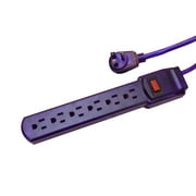 GoGreen Power 6 Outlet Translucent Surge Protector - 160 Joules / 3ft Cord - Purple