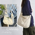 thumbnail image 3 of AOUNQ Canvas Tote Bag Casual Hobo Crossbody Shoulder Bag for Women and Men Large Purse Messenger Bag Travel Work,Beige, 3 of 6
