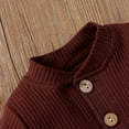 thumbnail image 4 of Scyoekwg Baby Clothes Clearance Infant Newborn Baby Boys Girls Set Outfits Solid Color Button Round Neck Ribbed Bodysuits and Elastic Pants 2pcs Sets Brown0-3 Months, 4 of 8