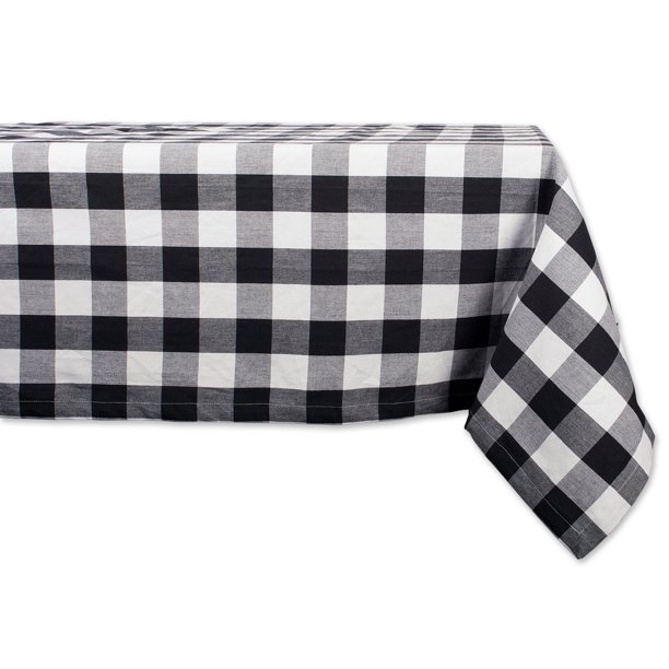 Black and White Buffalo Checkered Designed Rectangular Tablecloth 60" x