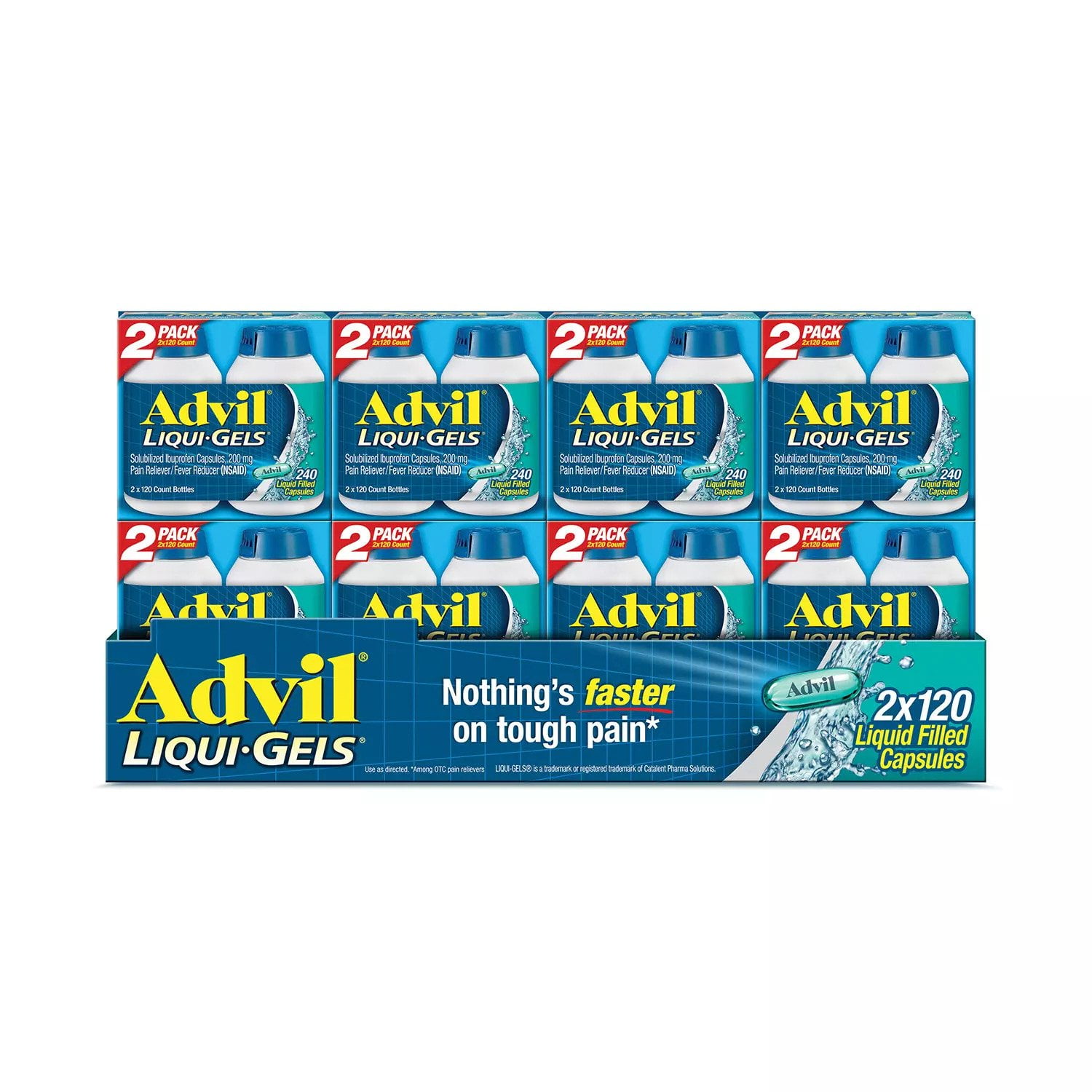 Advil Liqui-Gels Ibuprofen 200 mg. Pain Reliever/Fever Reducer, 240 Capsules