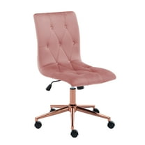 Duhome Office Desk Chair Velvet Tufted Computer Task Chair Rolling Chair Vanity Chair with Wheels for Bedroom Teen Girls, Pink and Gold