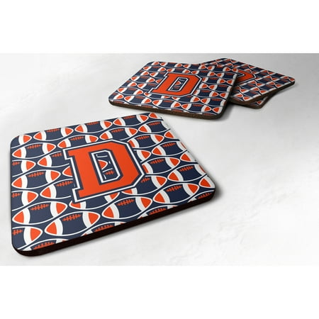 

Carolines Treasures CJ1066-DFC Letter D Football Orange Blue and white Foam Coaster Set of 4 3 1/2 x 3 1/2 multicolor