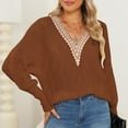 thumbnail image 6 of AherBiu Oversized Sweaters for Women Hollow out Batwing Long Sleeve V Neck Fall Casual Loose Knitted Pullover Tops, 6 of 6