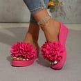 thumbnail image 2 of Women's Floral Wedge Slide Sandals Peep Toe Thick Platform Heel Casual Summer Beach Flip Flops for Women Comfortable Slip On Shoes, 2 of 10