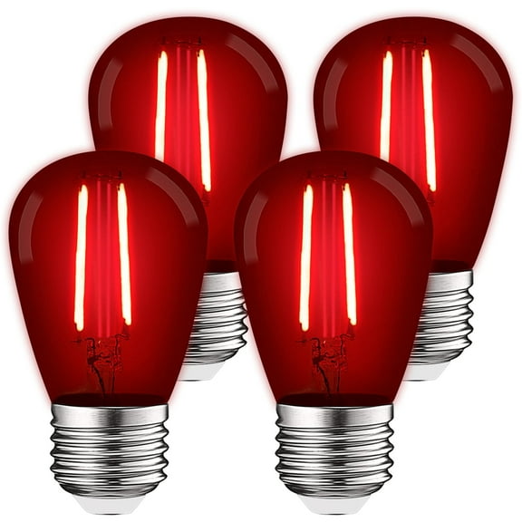 Luxrite S14 Edison LED Red Light Bulbs 0.5W Colored LED Bulbs for Outdoor String Lights UL Listed E26 Base 4 Pack