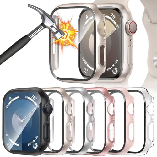 6‑Pack Protective Case with Screen Protector Compatible with Apple Watch SE3/SE2/SE/6/5/4 40mm, Hard PC Shock‑Resistant Bumper Cover for iWatch 40mm