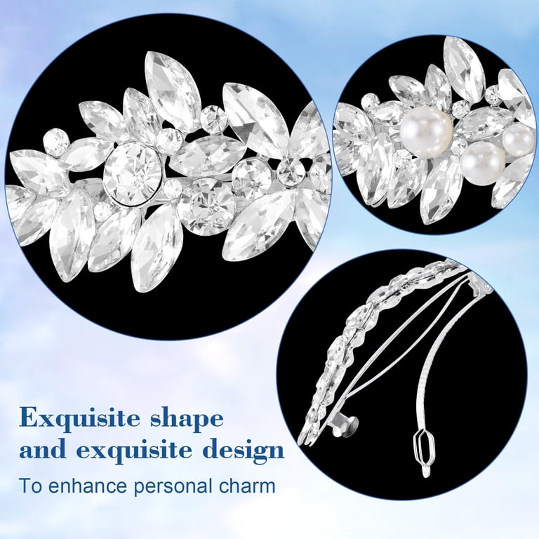 PATOPS Rhinestone Hair Clip, Pearl Barrette, 3.25 display picture 3