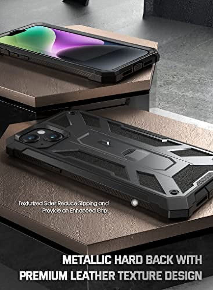 Poetic Spartan Case for iPhone 14, Full Body Rugged Case with Kickstand, Metallic Gun metal