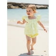 thumbnail image 6 of Loicainy Baby Toddler Girl Daisy Outfit 3 6 12 18 Months Smocked Flying Sleeve Babydoll Tops Elastic Waist Ruffle Shorts Cute Summer Clothes 2Pcs Clothes Set, 6 of 9