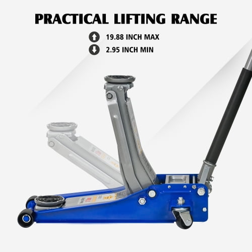 LuckyNote 3 Ton Heavy Duty Floor Jack, Dual Piston Quick Lift Hydraulic Jack with 6600 LBS Capacity for Cars Trucks SUVs, Blue-Silver