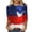 #0238-Navy, variant on Uootdi Womens Tops 3/4 Sleeve Crewneck Tropical Floral Print Soft Comfy Breathable Casual Daily Weekend Shirts Gift