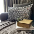 thumbnail image 5 of Decorative Silver 12"x18" (30x45 cm) Lumbar Pillow Cover, Silk Sequins & Crystal Oblong Pillow, Geometric Pattern Modern Style - Silver Jubilee, 5 of 9