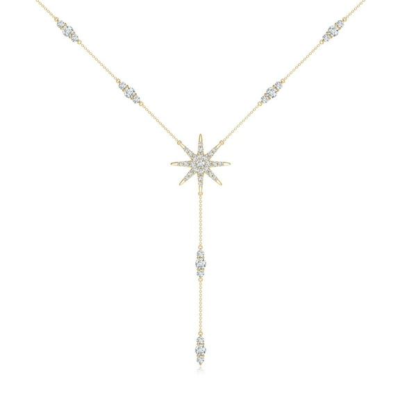 ANGARA Lab Grown Diamond Starburst Lariat Style Necklace for Women in 14K Yellow Gold (Size-2.2mm| Color-F-G| Clarity-VS) | Anniversary, Jewelry Gift for Women | Lab-Grown Diamond Necklace