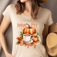 thumbnail image 4 of Pumpkin Spice Everything T-Shirt | Fall Coffee Pumpkin Graphic Tee for Women, Navy, Size XL, 4 of 6
