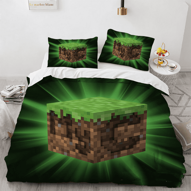 siniker Bedding Set Kids Quilt Cover 3D Cartoon Playing Bed Cover Set with Pillowcase and Zipper Closure