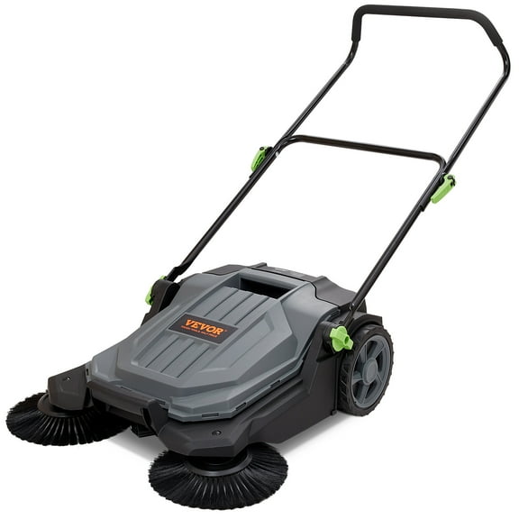 【LuckyNote】Manual Push Floor Sweeper, 25.6 Inch Sweeping Path 5X Faster, 5-Gallon Large Capacity, Adjustable & Foldable Handle, for Walkway Yard Garage Patio