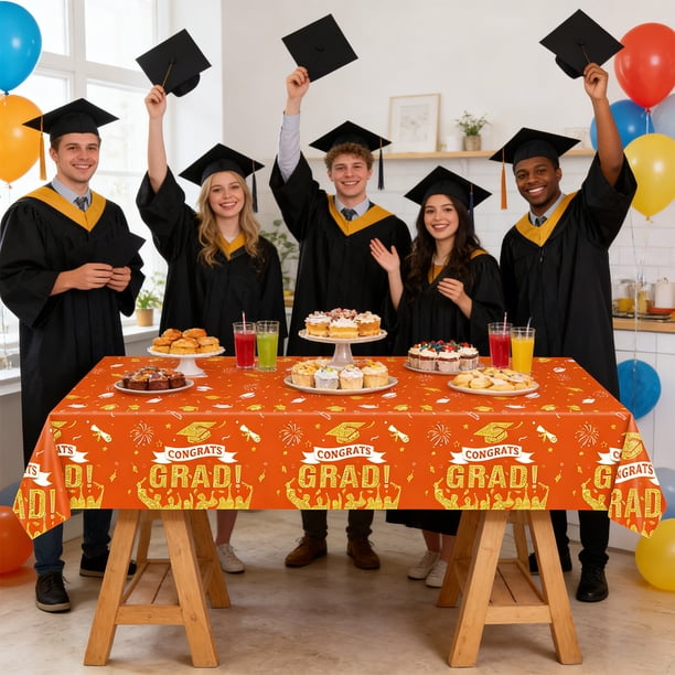 Mantel desechable para graduación, decoración de mesa para fiestas | Protector de mesa a prueba de derrames | Decoración de pared para fiestas