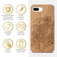 thumbnail image 4 of Case Yard Wooden Case Outside Soft TPU Silicone Slim Fit Shockproof Wood Phone Cover for Girls Boys Men and Women Supports Wireless Charging Hibiscus & Koi Fish Design case for iPhone-8-Plus, 4 of 7