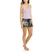 Women's and Women's Plus Racer Back Pajama Tank and Shorts 2-Piece Sleepwear Set