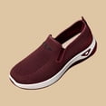 thumbnail image 6 of Slip On Sneakers Women Breathable Mesh Knitted Woven Low Top Walking Shoes Lightweight Wide Width Non-Slip Shoes Red 5.5, 6 of 6