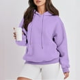 thumbnail image 4 of Ogiraw Hoodie Women's Solid Color Zipperless Long Sleeved Pullover Hooded Sweater Womens Tops Purple M, 4 of 5