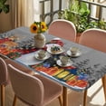thumbnail image 3 of Grey Snowman Christmas Table Cloths for 4 Foot Rectangle Tables, Xmas Tree Snowflake Elk Gifts Patio Waterproof Elastic Fitted Tablecloths, Washable Rectangular Table Cover for Camping, 3 of 8