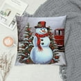 thumbnail image 2 of Creowell Snowman Christmas Tree Red Truck Pillow Cushion Covers Short Plush Zipper Closure Winter Home Decor 1PC 18x18in, 2 of 5