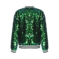 thumbnail image 2 of Miutii Kids Girls Sequin Bomber Jacket Zipper Lightweight Long Sleeve Sparkle Jackets Outerwear Green 8, 2 of 7