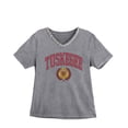 thumbnail image 7 of Women's Gameday Couture Gray Tuskegee Golden Tigers Iconic Edge Rhinestone V-Neck T-Shirt, 7 of 7