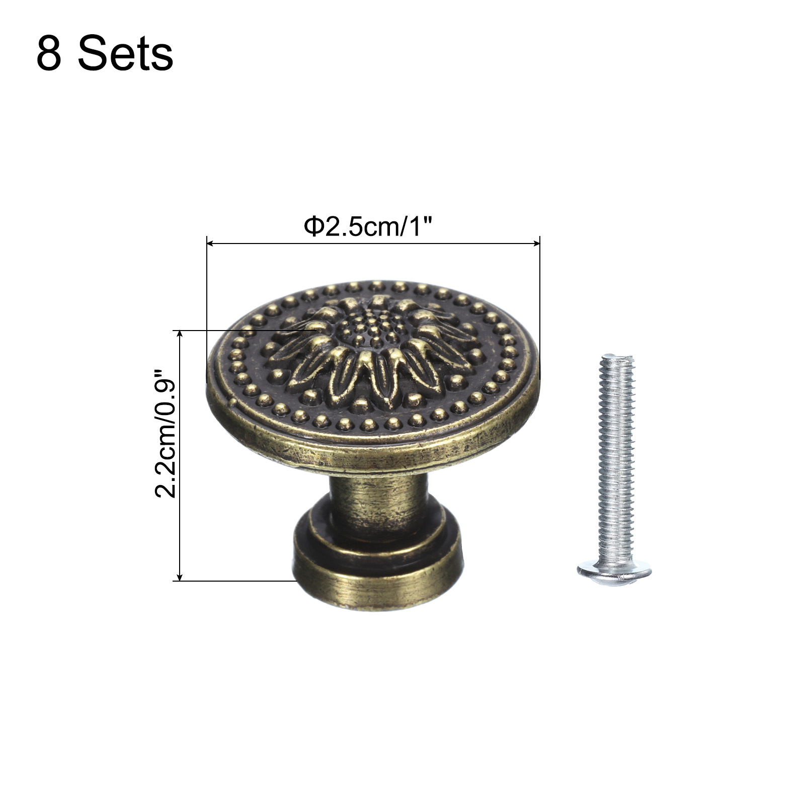 Unique Bargains Vintage Drawer Knobs with Retro Floral Dresser Drawer Knobs Bronze 1"