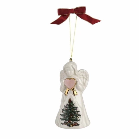 Spode Christmas Tree Collection Angel Ornament| Hanging Christmas Angel Ornament| Holiday Home D cor| Tree Decoration Ornament| Measures 3 Inches made of Fine Earthenware